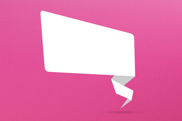 Blank white speech bubble on pink background	