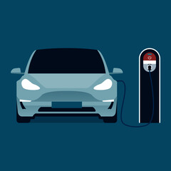 Charging an electric car at an EV charging station