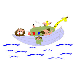 Fototapeta premium vectorel drawing pattern of cute animals navigating the sea.eps