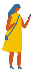 Woman with phone Simple Design Flat Vector        
Character