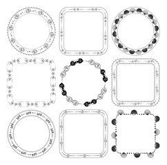 decorative frames with fish and seashells and starfish - vector set