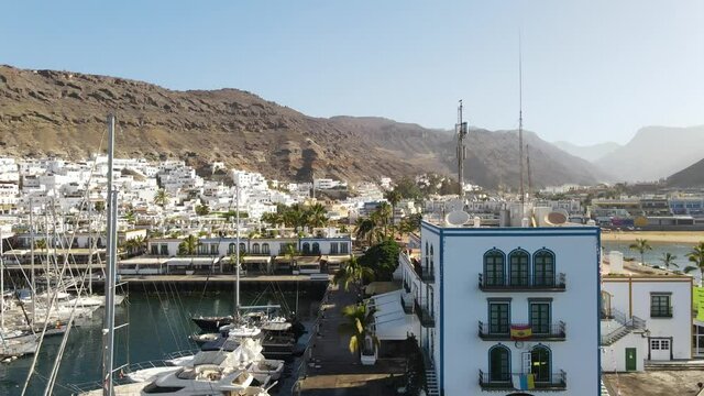View of the amazing harbour in Mogan, Canary Islands
