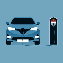 Charging an electric car at an EV charging station