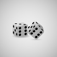Vector illustration of white realistic game dice .Casino dices icon . vector illustration. 3D