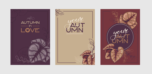 collection of templates for autumn cards 