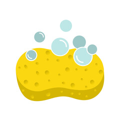 sponge with soap bubbles icon Vector flat design