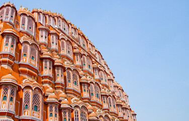 Hawa Mahal palace (Palace of the Winds) against blue sky in Jaipur, Rajasthan