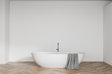 Naklejka na ściany i meble White bathroom interior with bathtub