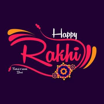 Happy Raksha Bandhan. Typography and calligraphy design concept for indian festival Rakhi, Raksha Bandhan. Use it for social media banner, poster, flyer, advertisement, sale, t-shirts, mug etc.