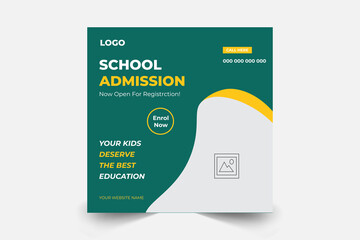 School education admission social media post template Vector  Design