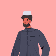 arabic man in traditional clothes arab male cartoon character portrait vector illustration