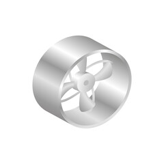 Industrial fan made of stainless steel.Vector isometric and 3D view.