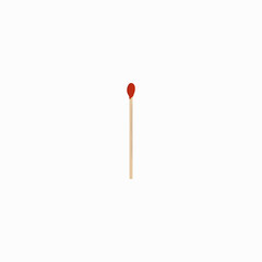 A simple unused match in one copy. Isolated element on white background. To compose or decorate a composition

