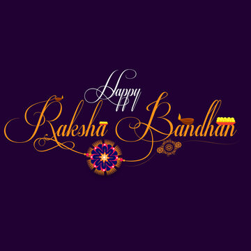 Happy Raksha Bandhan. Typography and calligraphy design concept for indian festival Rakhi, Raksha Bandhan. Use it for social media banner, poster, flyer, advertisement, sale, t-shirts, mug etc.