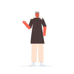 arabic man in traditional clothes arab male cartoon character standing pose full length isolated vector illustration