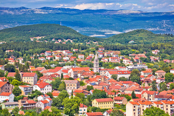 Naklejka na ściany i meble Town of Sinj in Dalmatia hinterland view