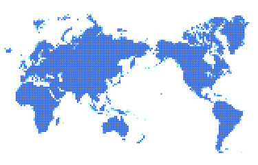 Earth blue world map, Pacific Ocean, dots