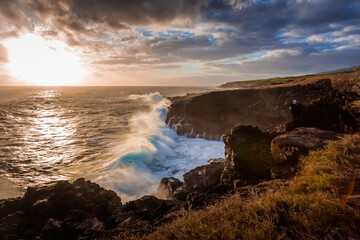 sunset over the sea, Saint-Leu, Reunion Island 