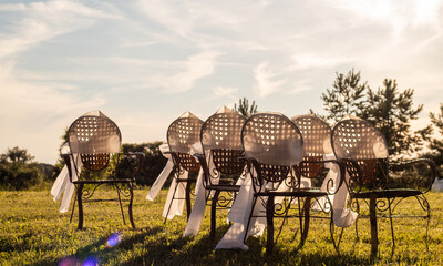 chairs at a wedding in nature