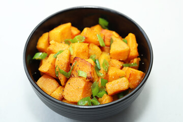 Tasty sweet potatoes with onions.