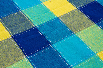 Background Of The Blue And Yellow Color Checkered Cloth