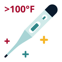 A thermometer with an elevated body temperature in Fahrenheit