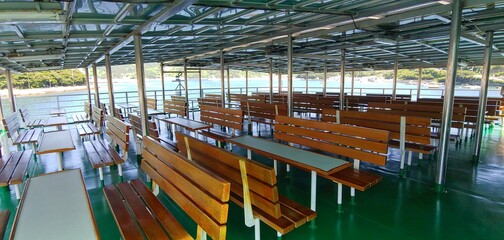 a rally of chairs on board a ship