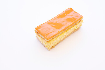 Orange tompouce. Traditional Dutch pastry to celebrate King's Day in the Netherlands.