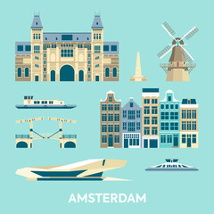 Amsterdam the Netherlands icons