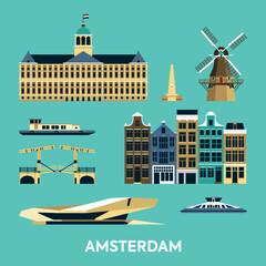 Amsterdam the Netherlands icons