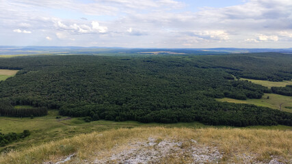 Ufa, Russia June 20, 2020 camera movement in slow motion along the surface of a hill or mountain...