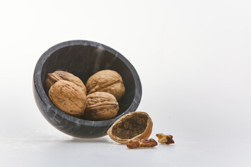 A walnut shot on white background