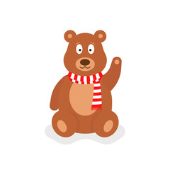cartoon teddy bear with red scarf