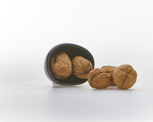 A walnut shot on white background