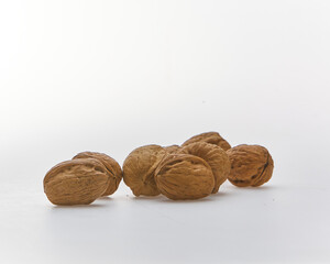 A walnut shot on white background