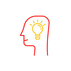 thin line light bulb in human head