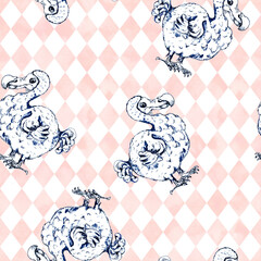 Alice in Wonderland sketched seamless pattern black white coloring page  isolated  © onanana