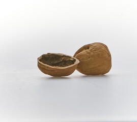 A walnut shot on white background