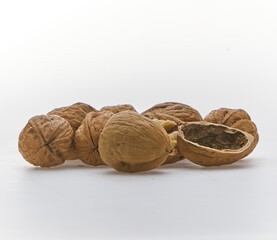 A walnut shot on white background