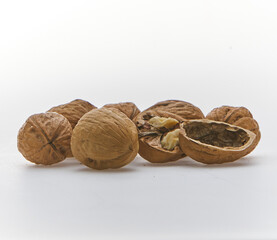 A walnut shot on white background