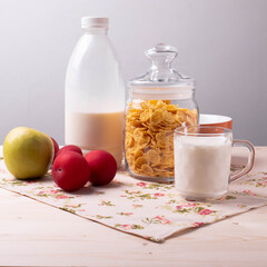 golden crispy corn flakes as breakfast concept
