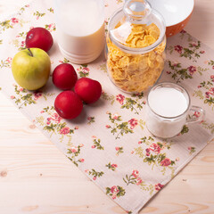 golden crispy corn flakes as breakfast concept