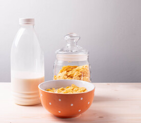 golden crispy corn flakes as breakfast concept