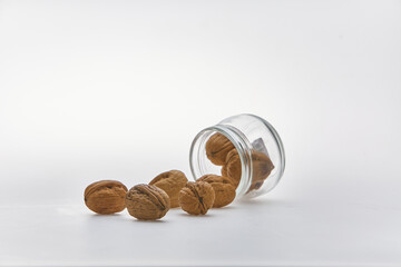 A walnut shot on white background