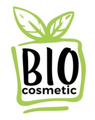 Bio cosmetics, organic and healthy treatment icon vector