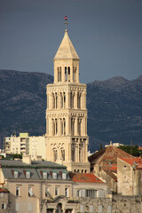 Fototapeta na wymiar look at the tower of the diocletian palace in split