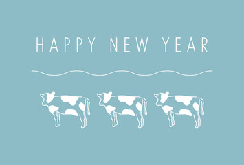 2021年年賀状テンプレート／丑年／おしゃれ／シンプル／お正月