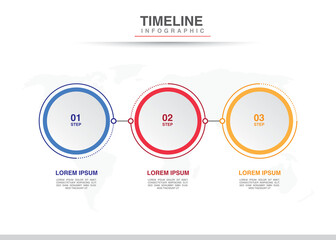 Timeline infographic design circle options. Business concept with 3 steps. Can be used for workflow layout, diagram, annual report, web design. Vector business template for presentation.