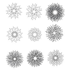 Radial speed Lines in Circle Form for comic books . fireworks Explosion background . Vector Illustration . Starburst
 round Logo . Circular Design element . Abstract Geometric star rays . Sunburst .
