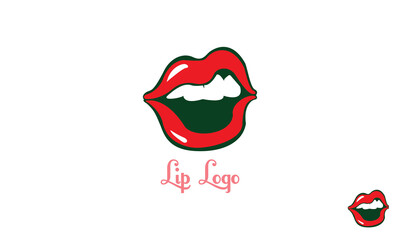 Lip Logo Design Template-Red Lips Logo design. Kiss icon. Love Beauty fashion cosmetics make up Logotype concept.